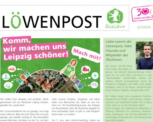 Ausschnitt aus Frontseite Löwenpost 2/2020